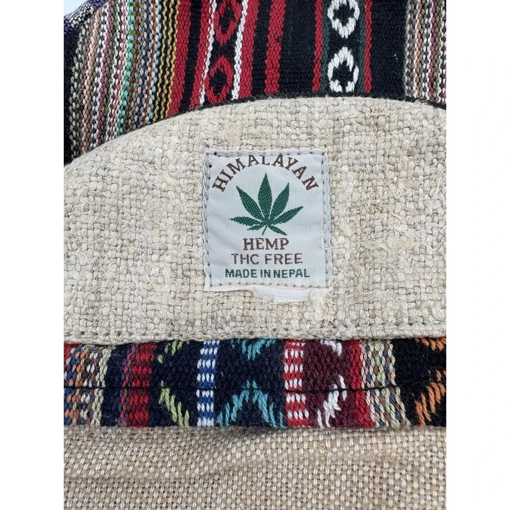 Himalayan Hemp Backpack THC Free Made in Nepal Striped Boho Woven Rasta Bag‎